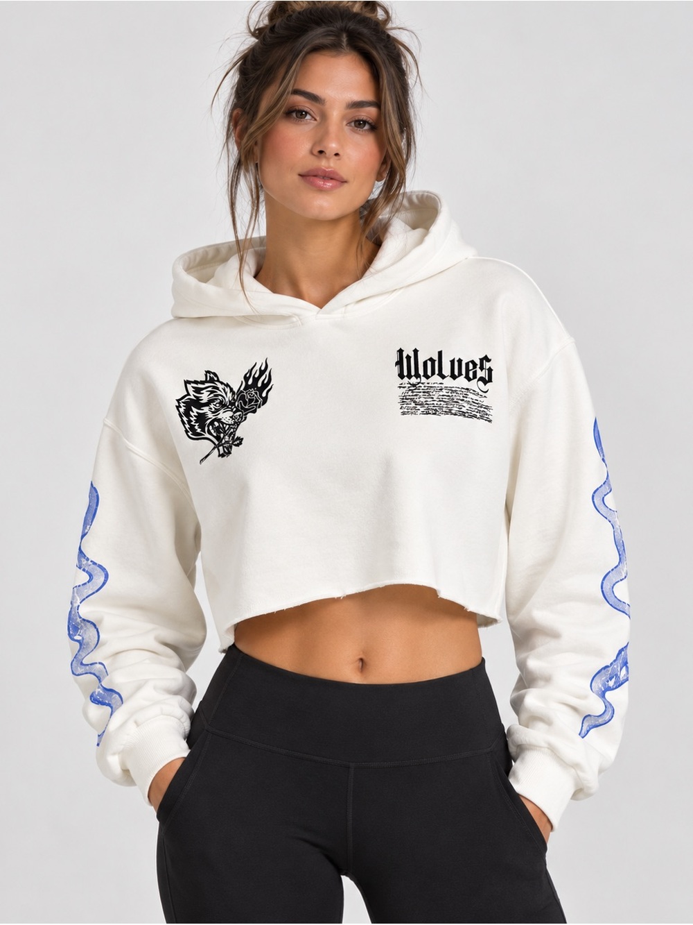 #1055 NWT Darc Sport x Civil Regime Infernal Bloom Pierce Cropped Hoodie M 1/100